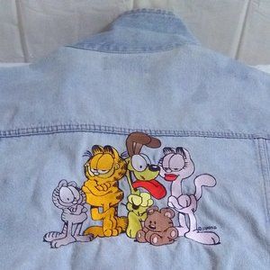 Mens Jean jacket with garfied the whole gang